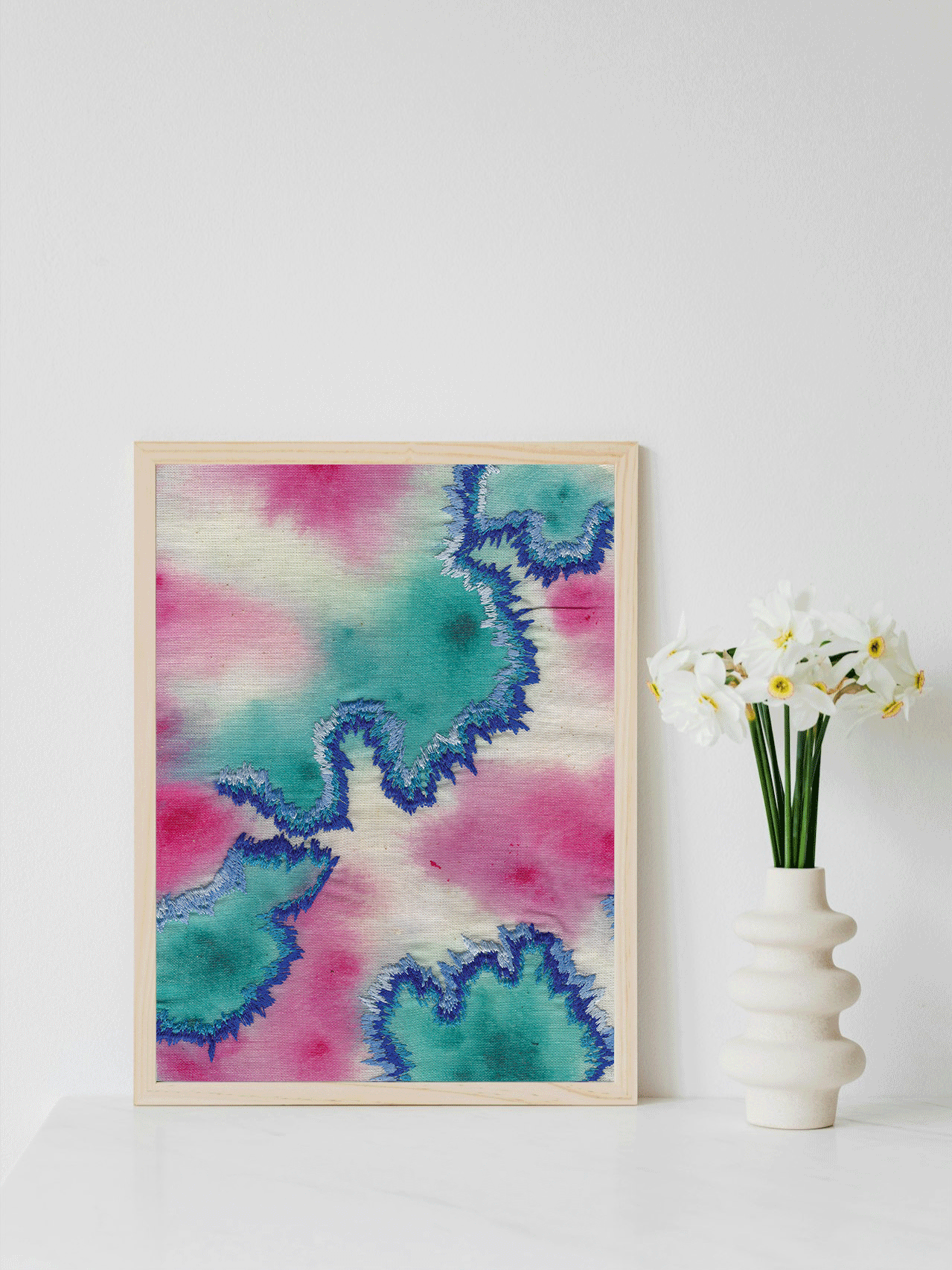 "Making Waves" Art Print -  Painted and Embroidered Art