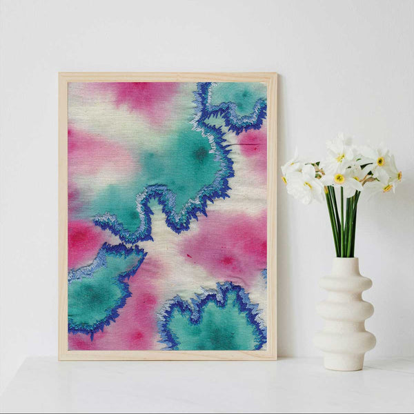 Making Waves textile and embroidery framed art