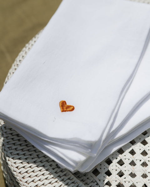 Orange Heart-Hem Napkin