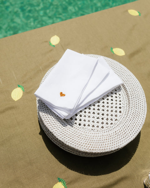 Orange Heart-Hem Napkin