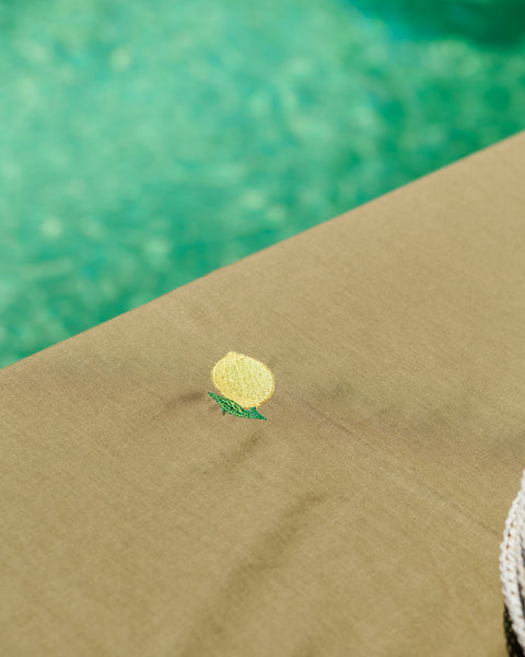 Tablecloth Embroidered with Lemons, Green