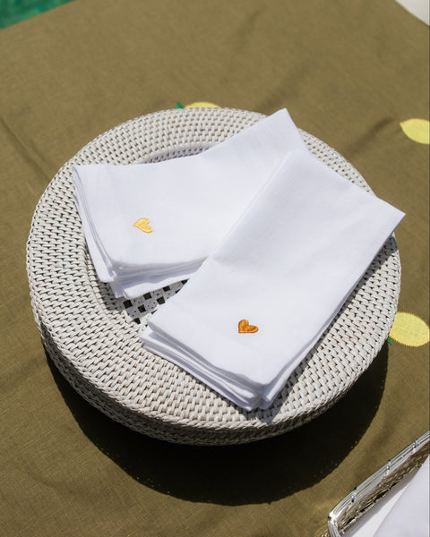 Yellow Heart-Hem Napkin