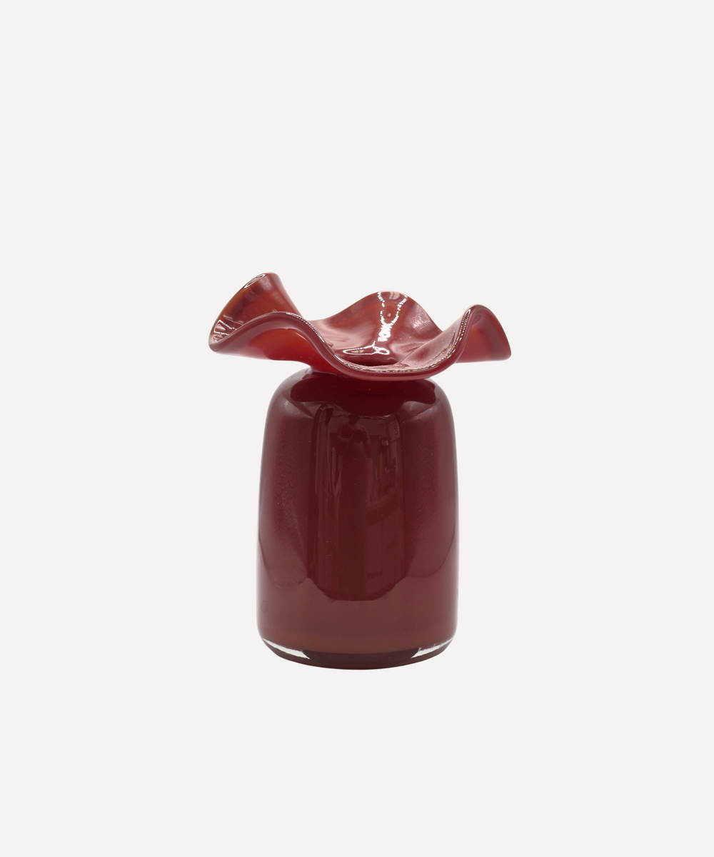 Brown Handmade Ruffle Glass Bud Vase