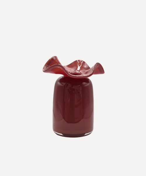 Brown Handmade Ruffle Glass Bud Vase