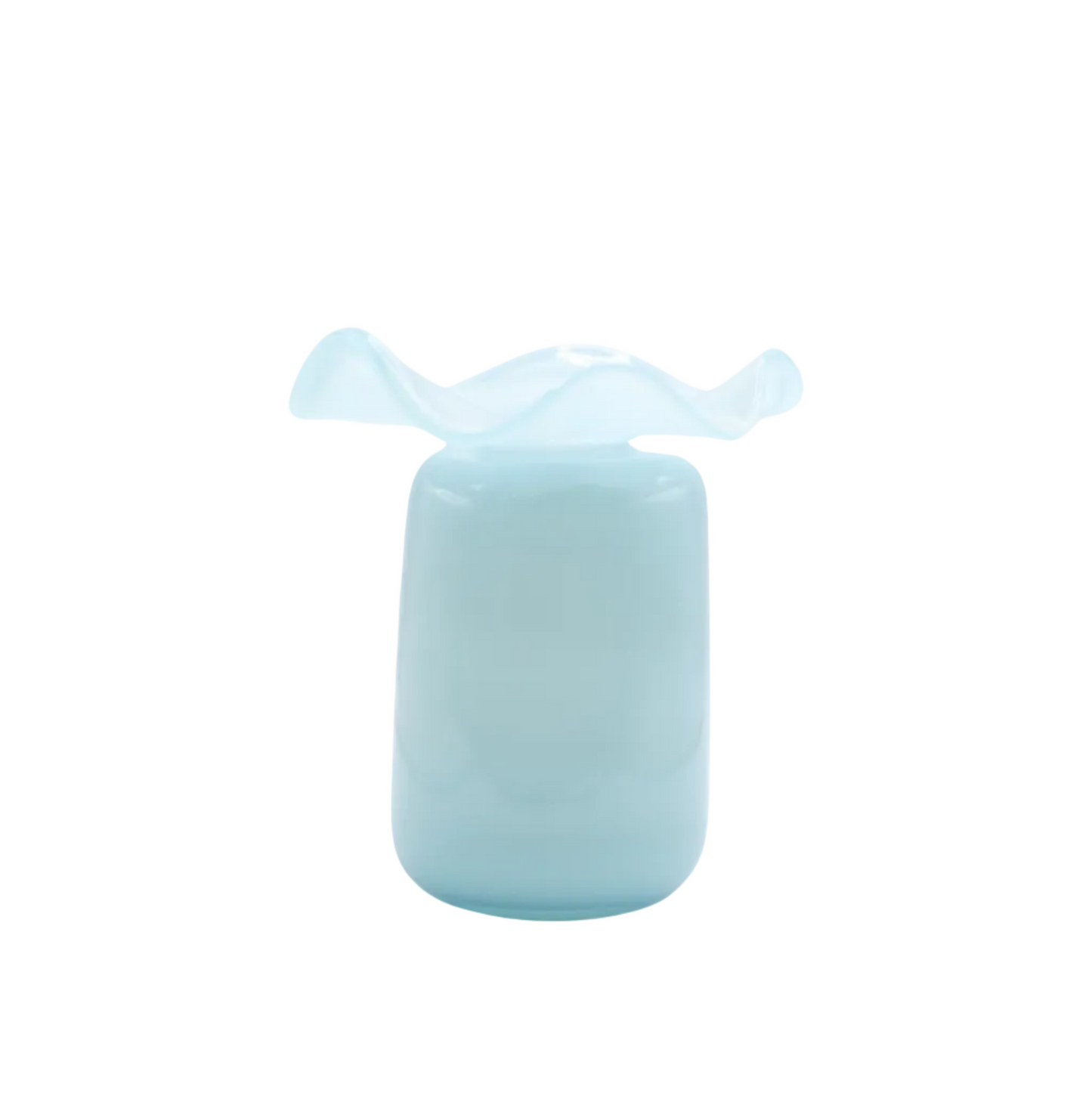 Blue Handmade Ruffle Glass Bud Vase, Medium