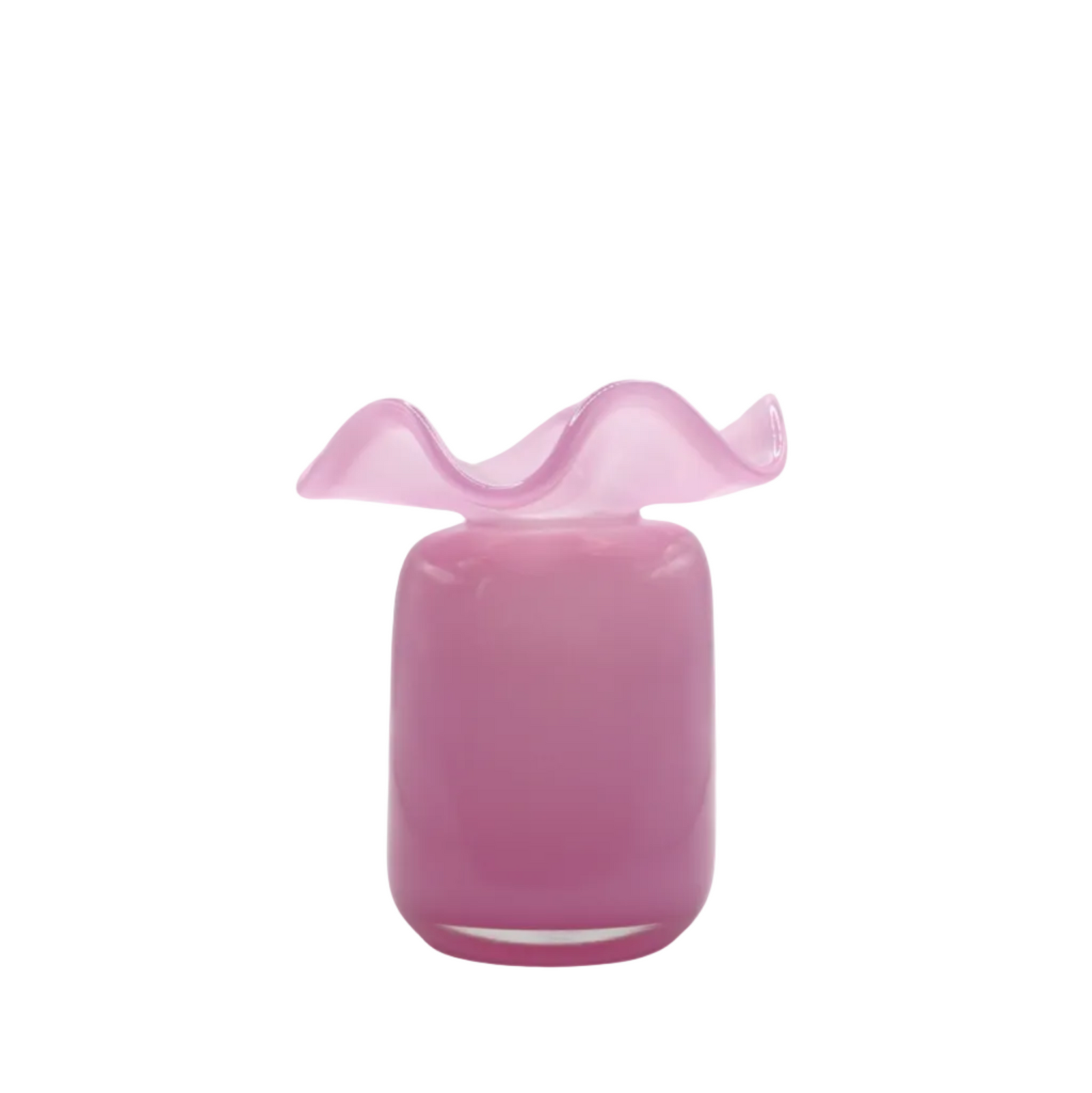 Pink Handmade Ruffle Glass Bud Vase, Medium