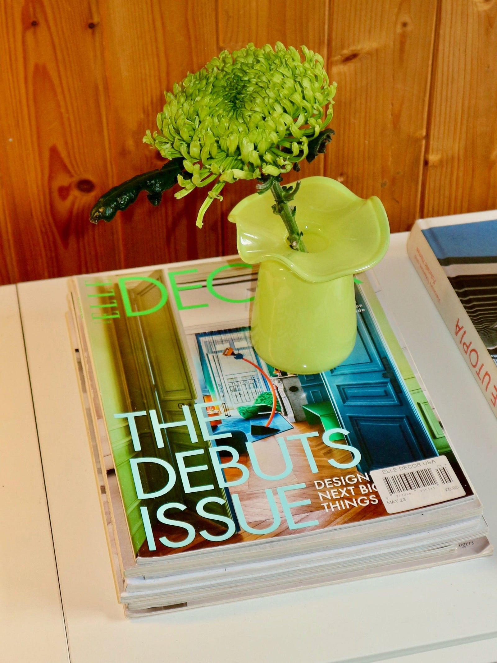 Handmade Ruffle Glass Bud Vase, Light Green