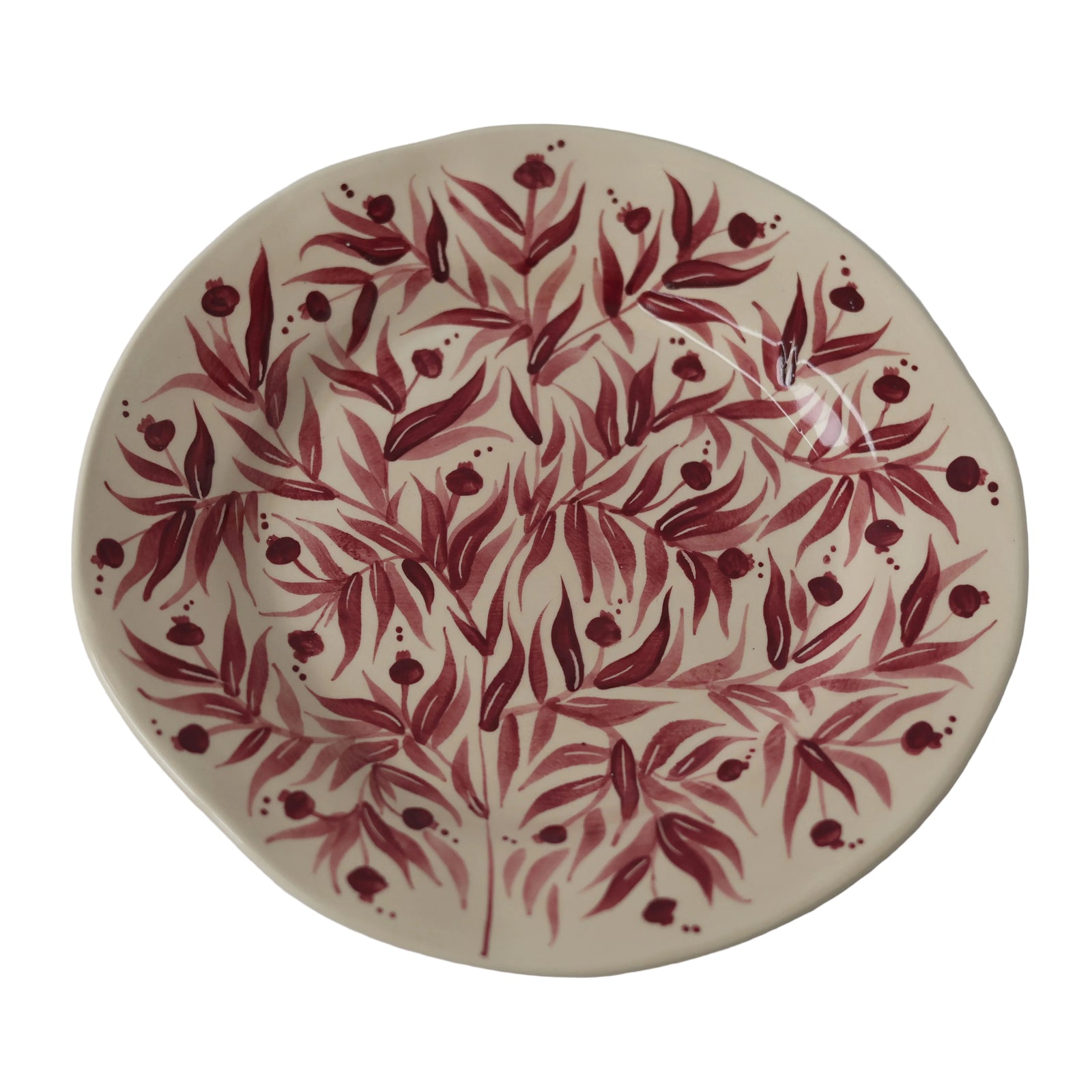 Hand Painted Pomegranate Plate - Maroon 02