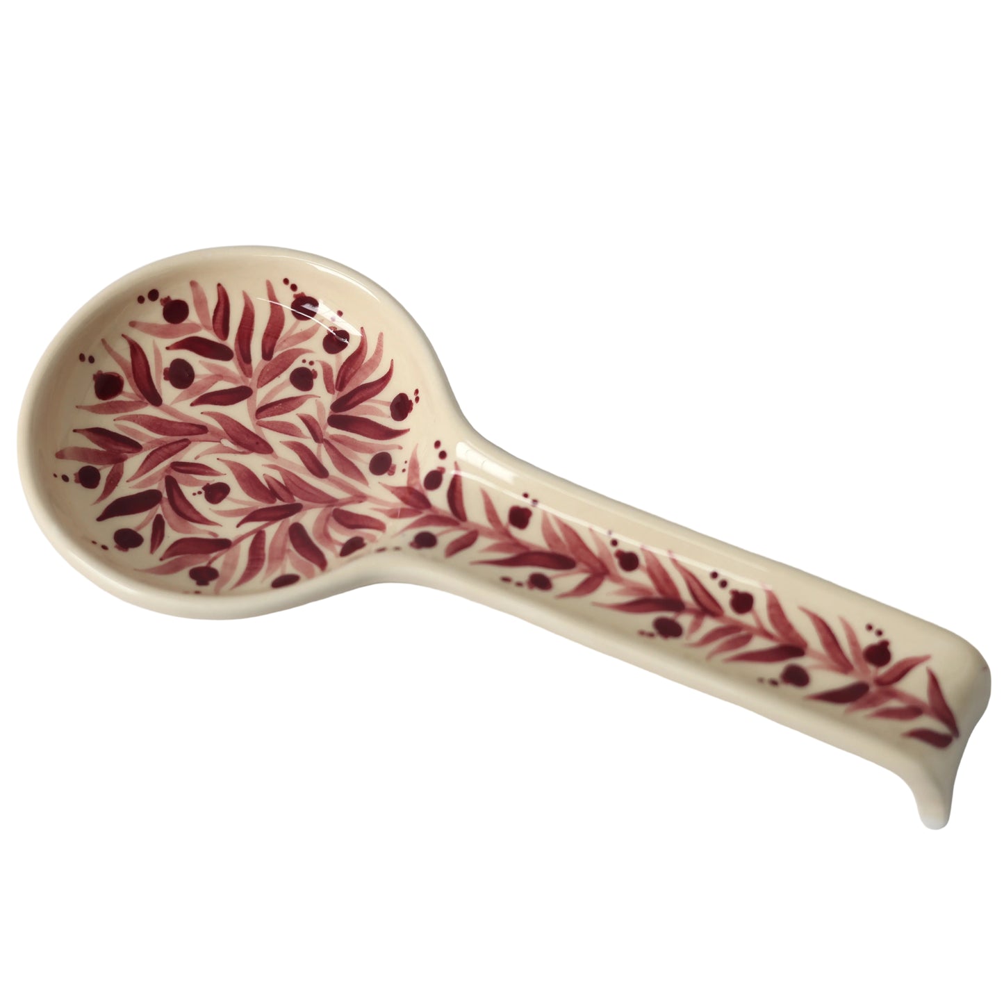 Hand Painted Pomegranate Spoon Rest - Maroon