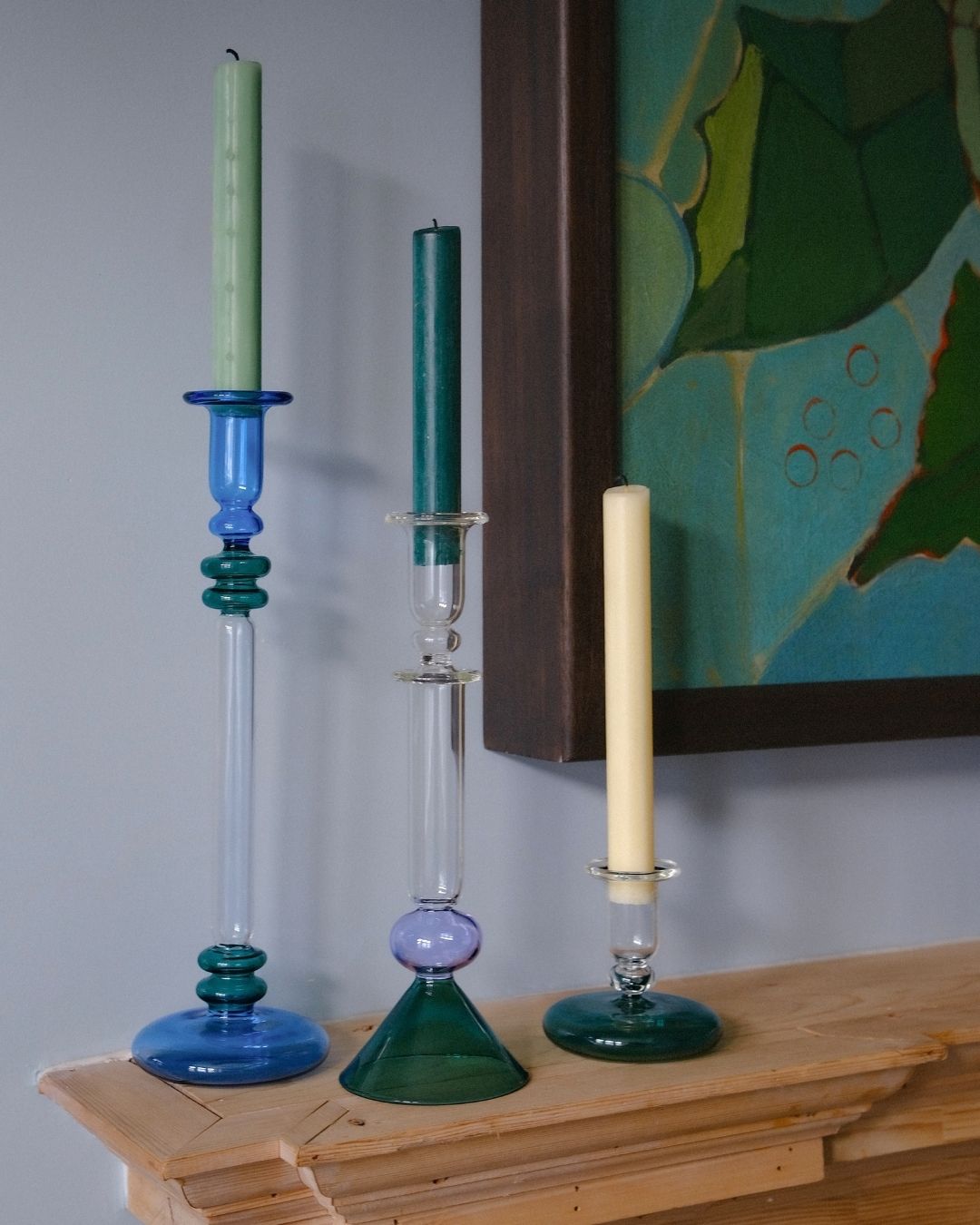 Martini Glass Candle Holder - Teal