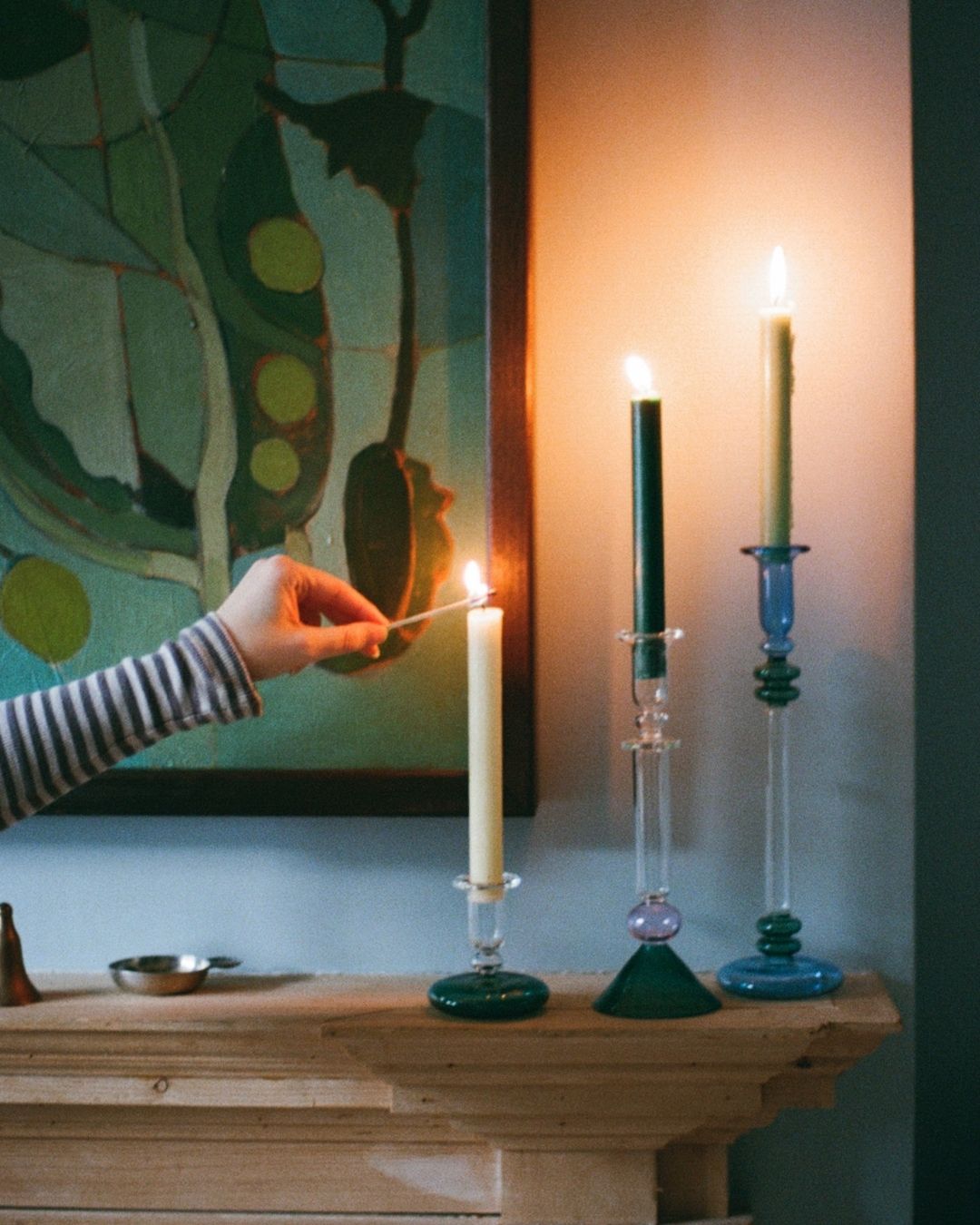 Martini Glass Candle Holder - Teal