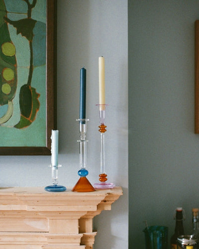 Martini Glass Candle Holder Blue and Amber Issy Granger 