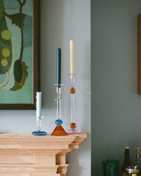 Martini Glass Candle Holder Blue and Amber Issy Granger 