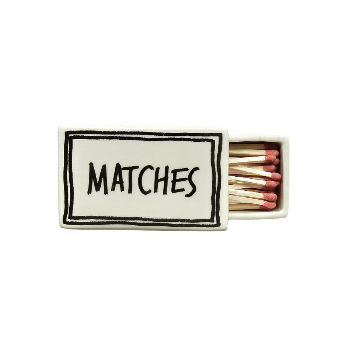 Ceramic matchbox with handwritten “Matches” design