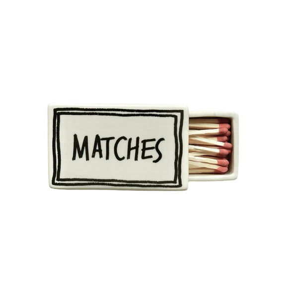 Ceramic matchbox with handwritten “Matches” design