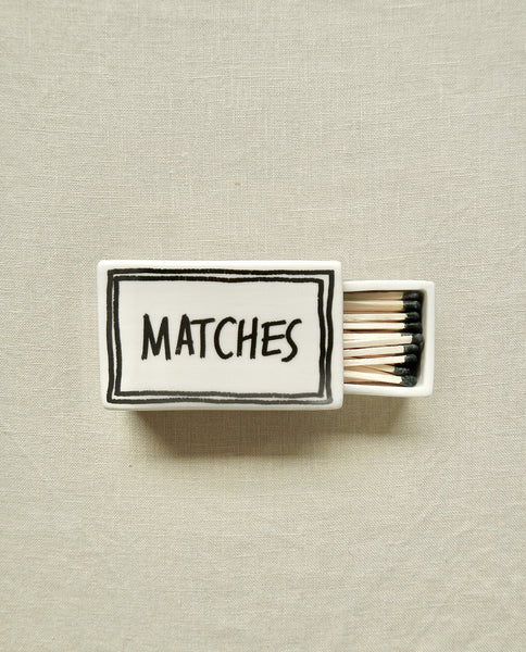 Ceramic matchbox with handwritten “Matches” design