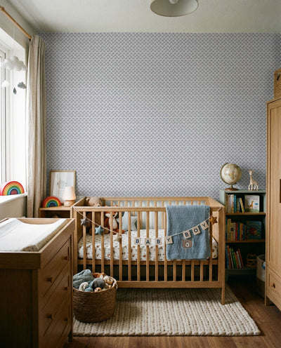 Blue eyes wallpaper featured in baby boys room