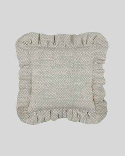 Melia Linen Ruffles Cushion Cover-Ash