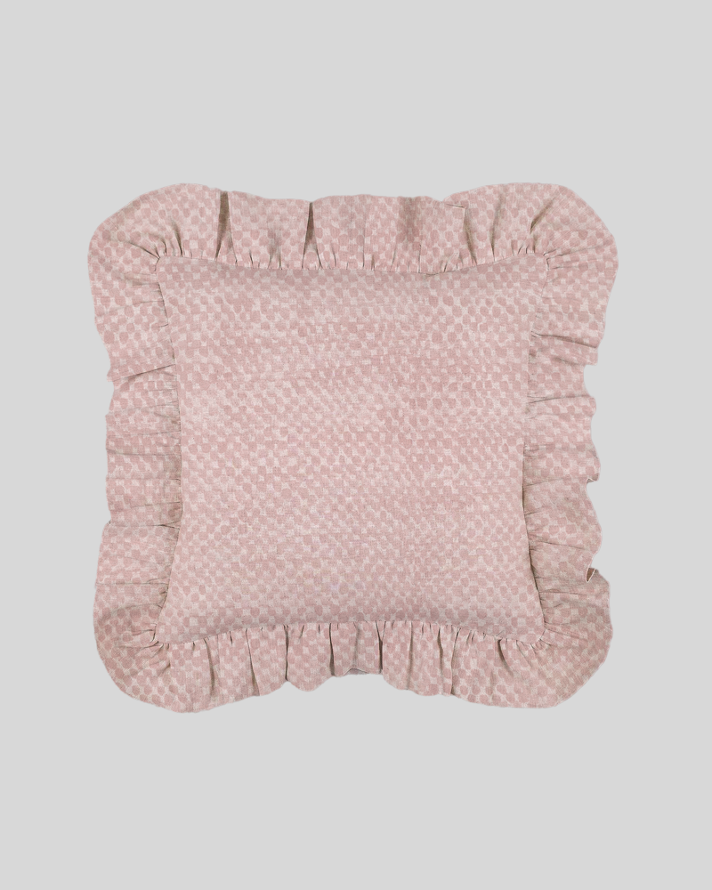 Melia Linen Ruffles Cushion Cover-Light Pink