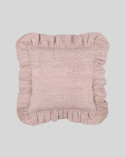 Melia Linen Ruffles Cushion Cover-Light Pink