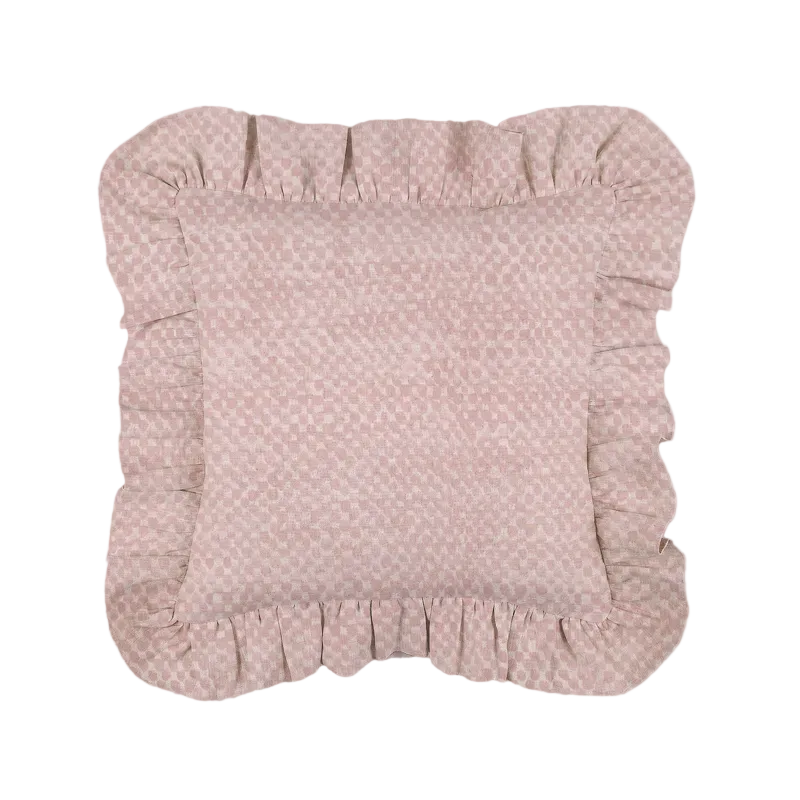 Melia Linen Ruffles Cushion Cover-Light Pink