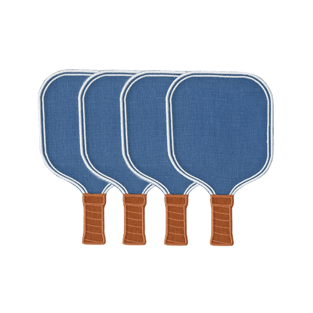 Pickleball Paddle Blue Linen Cocktail Napkins