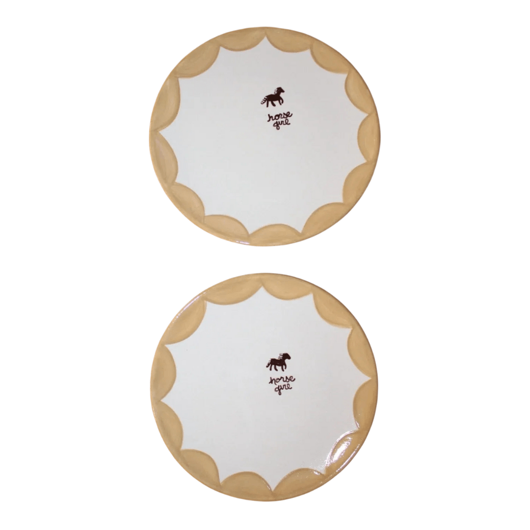 “horse girl" Hand-Painted Plates/Set of Two
