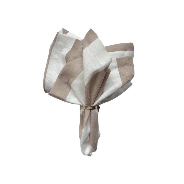 Mocha Wide Striped Linen Napkin - Set of 4