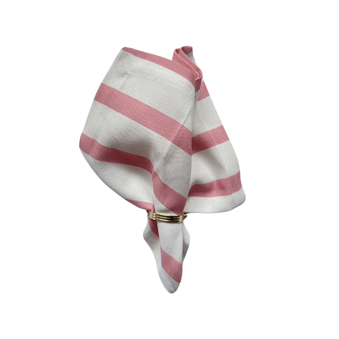 Pink Striped Linen Napkin - Set of 4