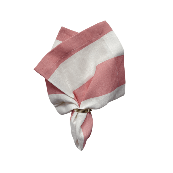 Pink Wide Striped Linen Napkin: 4 Set