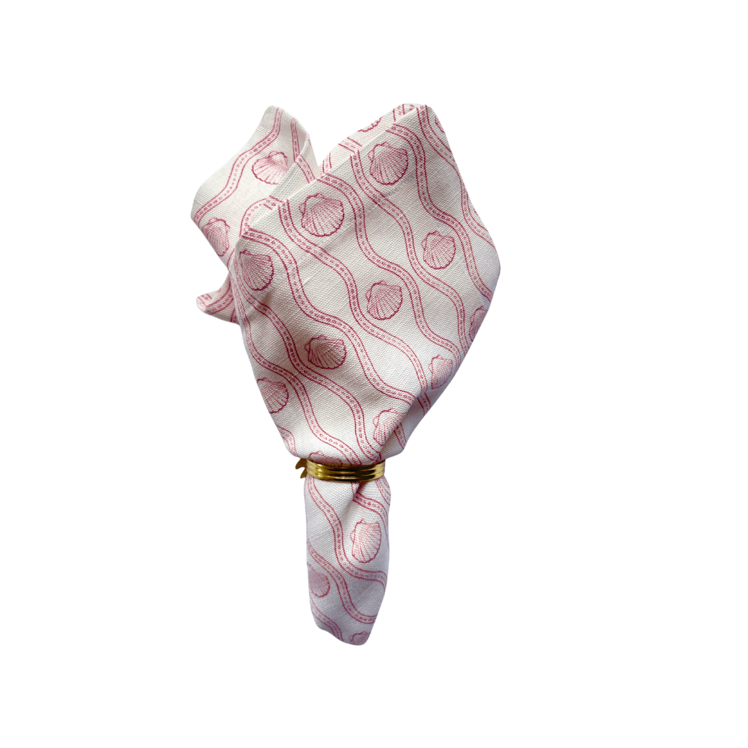 Red Scallop Linen Napkin - Set of 4