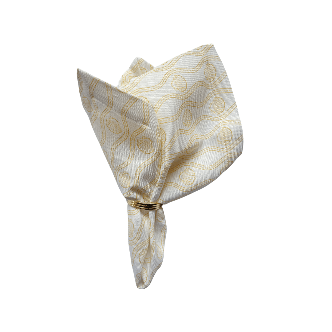 Yellow Scallop Linen Napkin - Set of 4