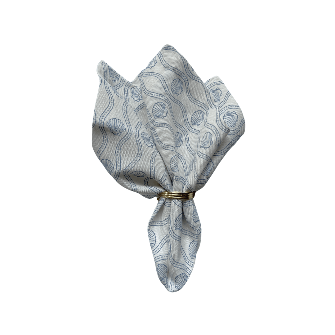 Blue Scallop Linen Napkin - Set of 4