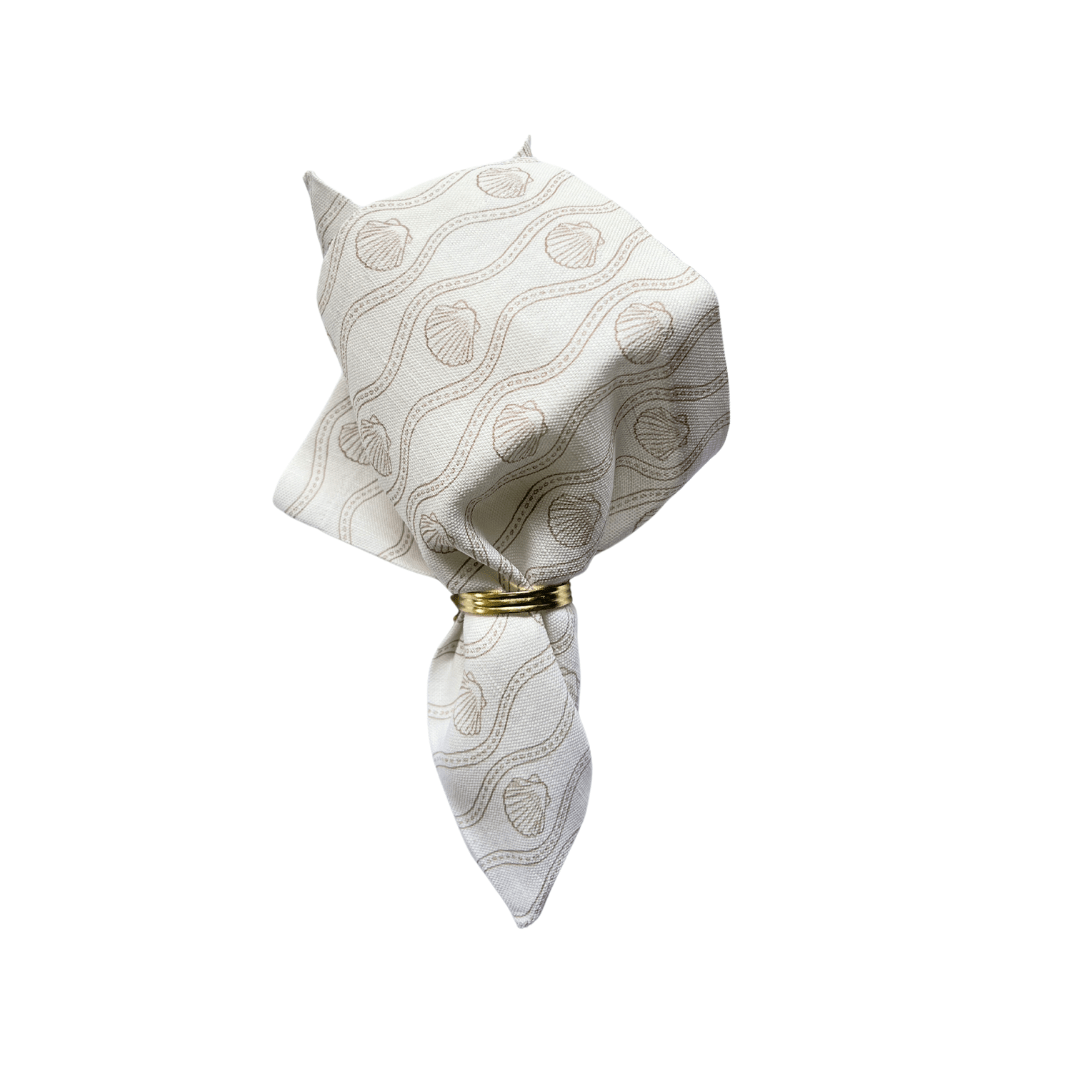 Mocha Scallop Linen Napkin - Set of 4