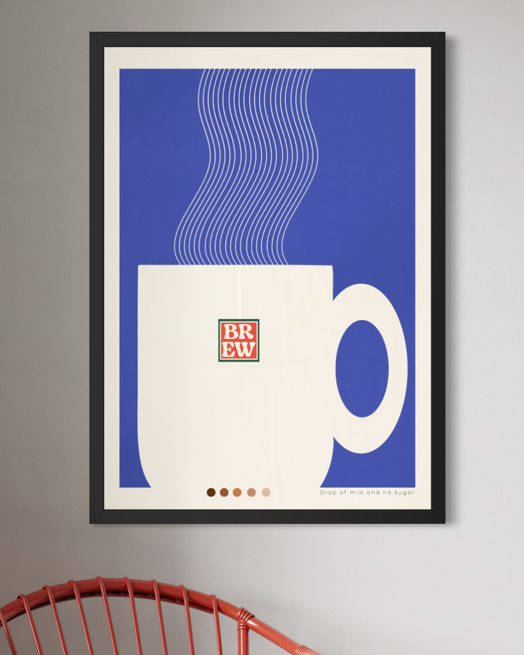 A framed art print featuring a minimalist coffee mug. Gift for him. Tea gifts. 
