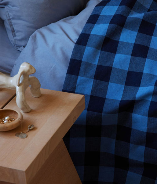 Bedspread Checked Blue
