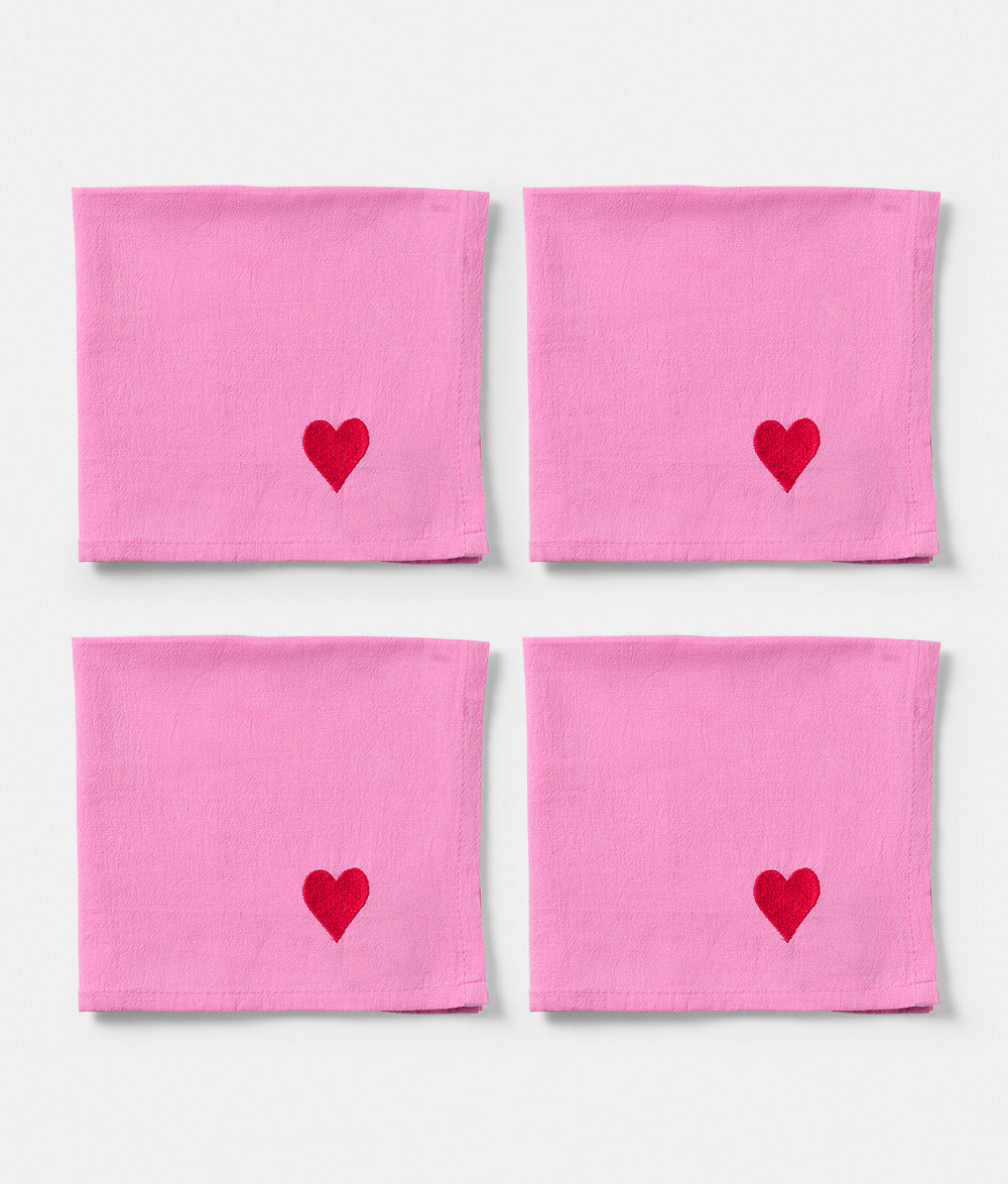 Napkin 4 pcs Pink Hearts