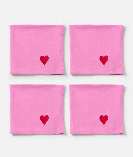 Napkin 4 pcs Pink Hearts