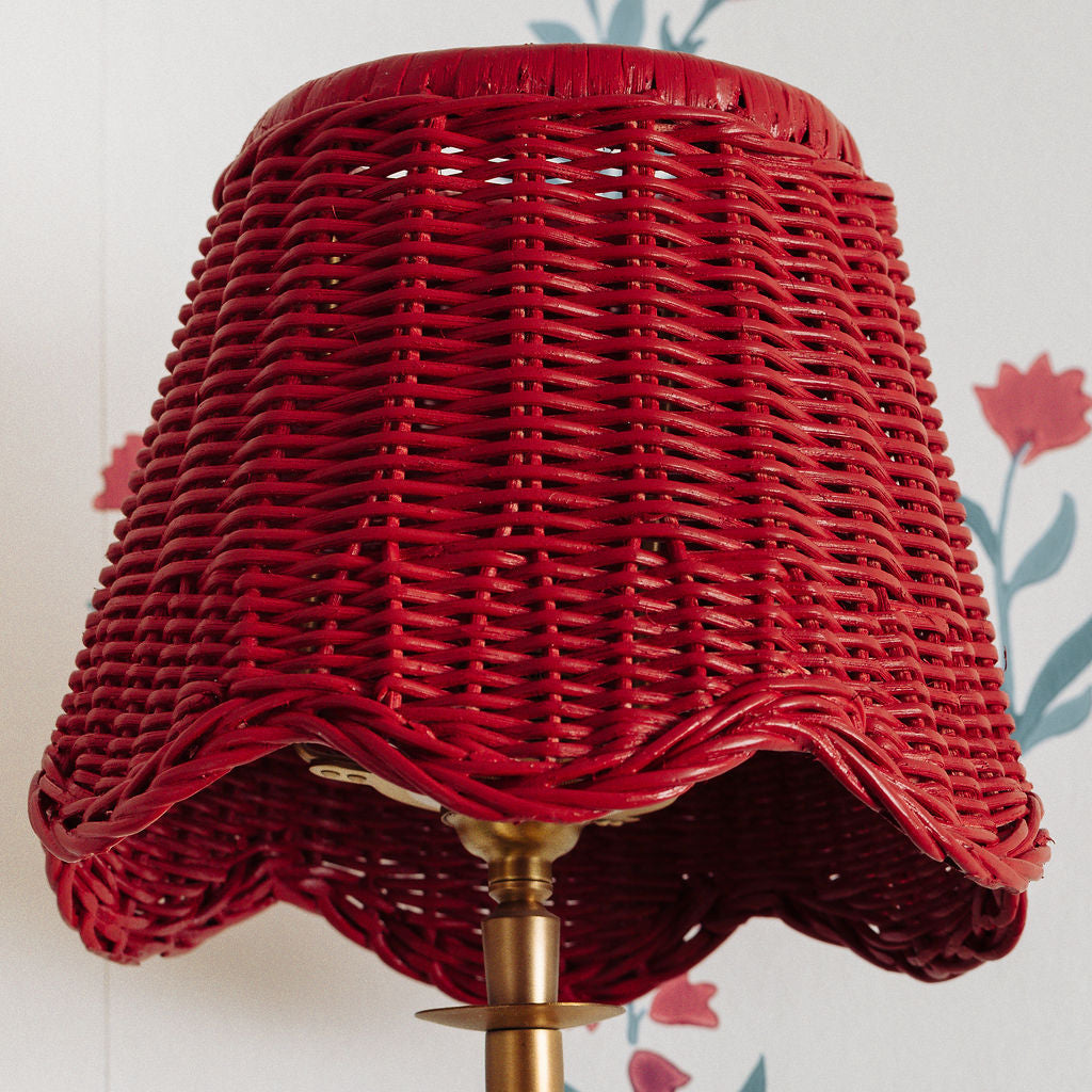Mimi Scalloped Lampshade, Small Red