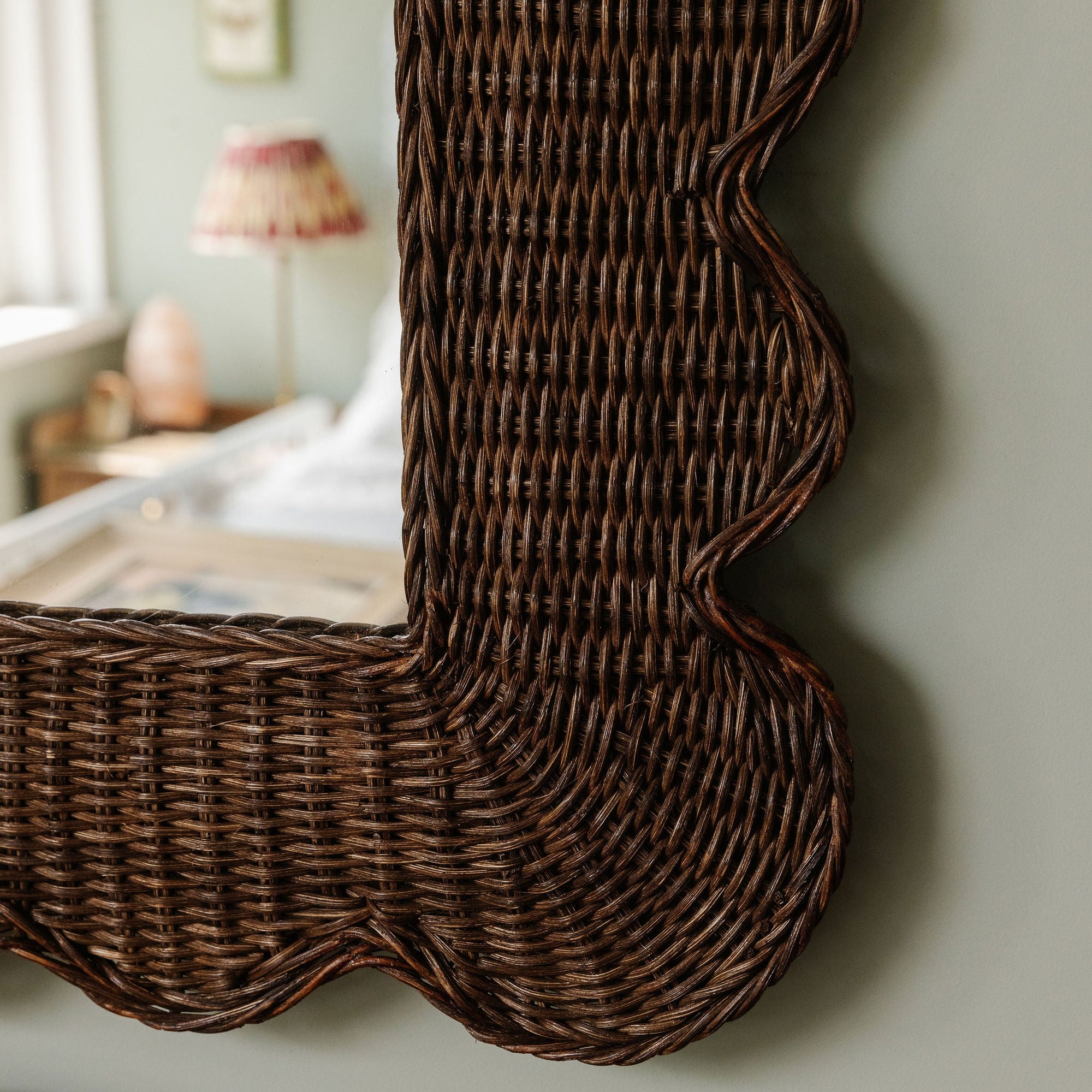 Mimi Rattan Scalloped Mirror, Large Teak