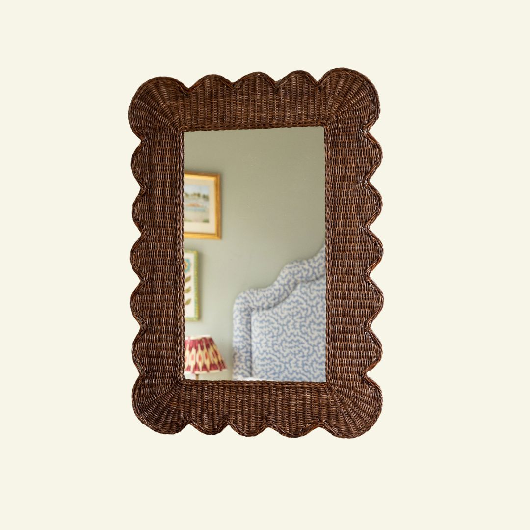 Mimi Rattan Scalloped Mirror, Large Teak