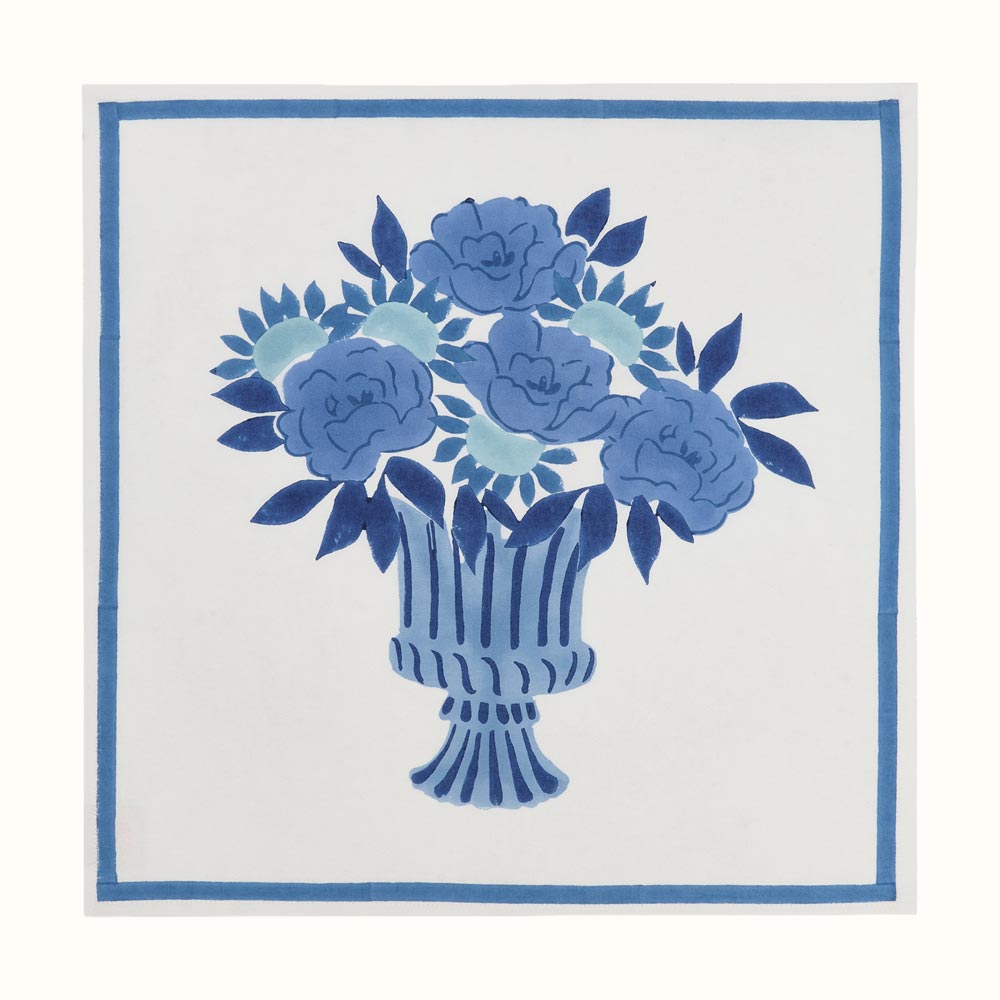 Napkin Peony Urn Chintz Blue