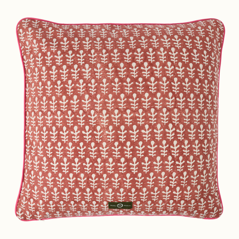 Cushion Piped Bagru Terracotta