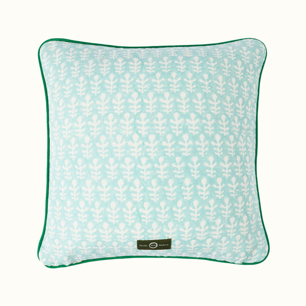 Cushion Piped Bagru Turquoise