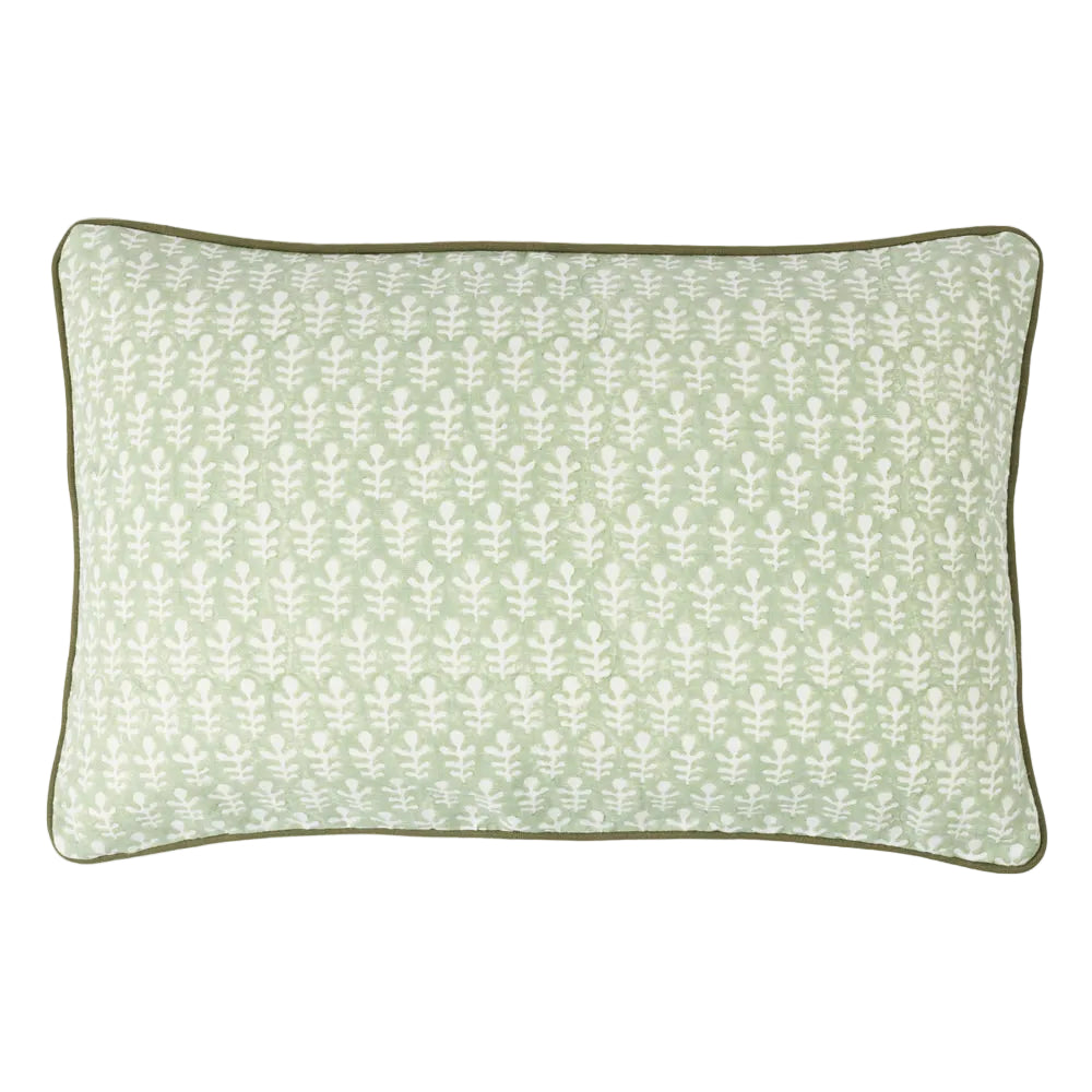 Cushion Piped Bagru Moss