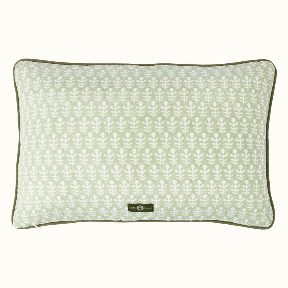 Cushion Piped Bagru Moss