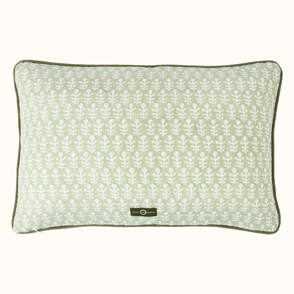 Cushion Piped Bagru Moss