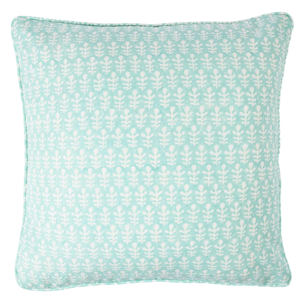 Cushion Self Piped Bagru Turquoise