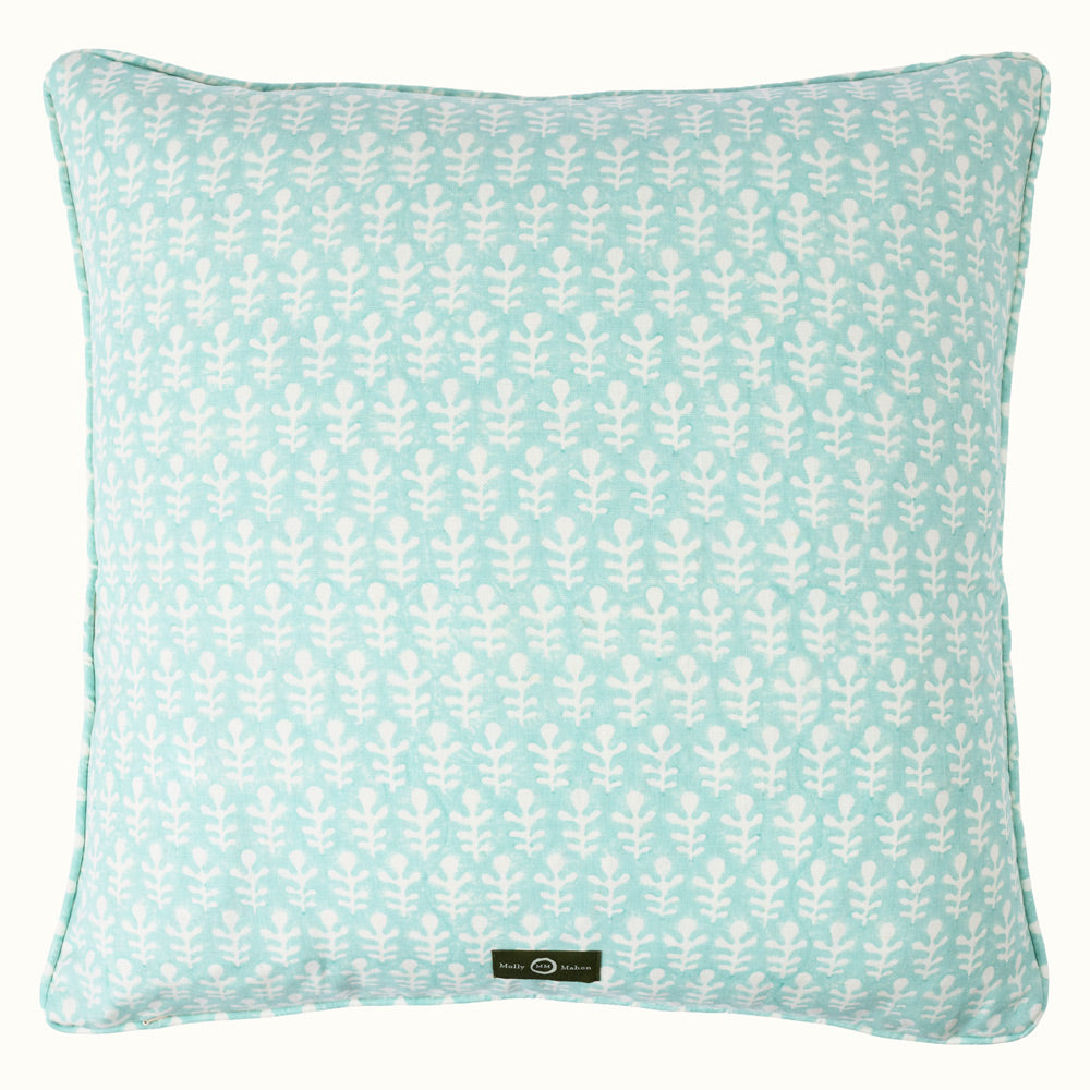 Cushion Self Piped Bagru Turquoise