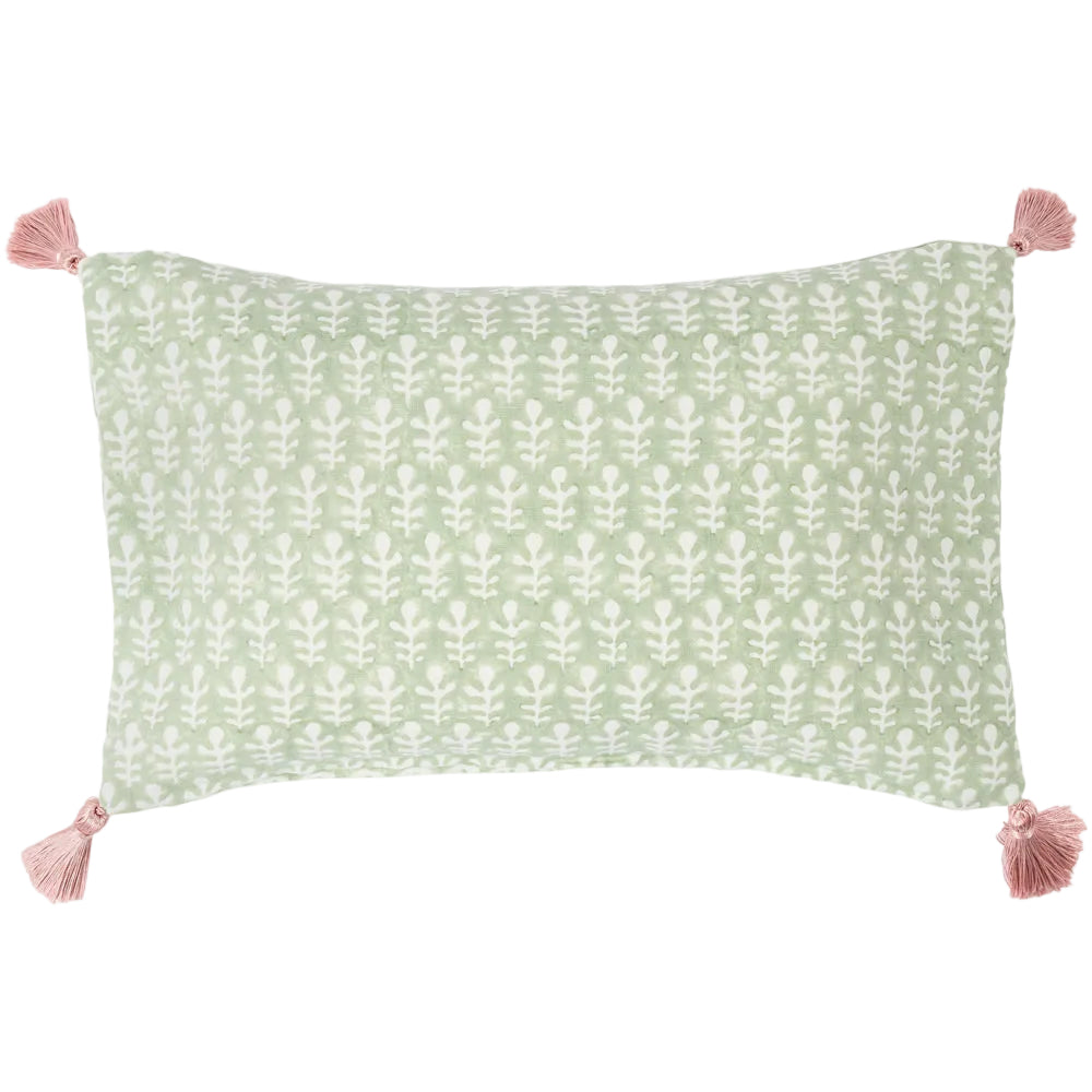 Cushion Tasselled Bagru Moss